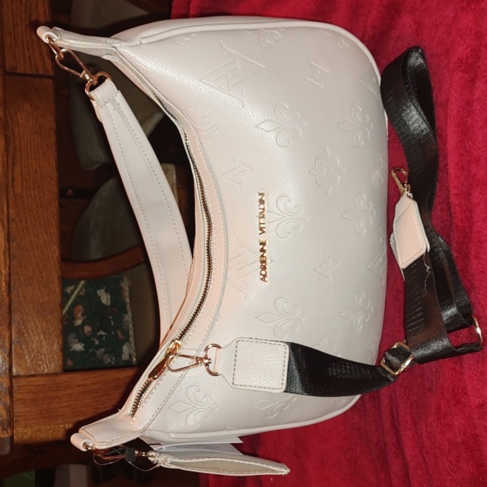 Adrienne Vittadini NWT taupe vegan leather shoulder/crossbody bag $190 retail
